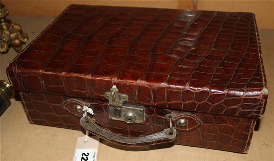 Early 20th century crocodile attaché case